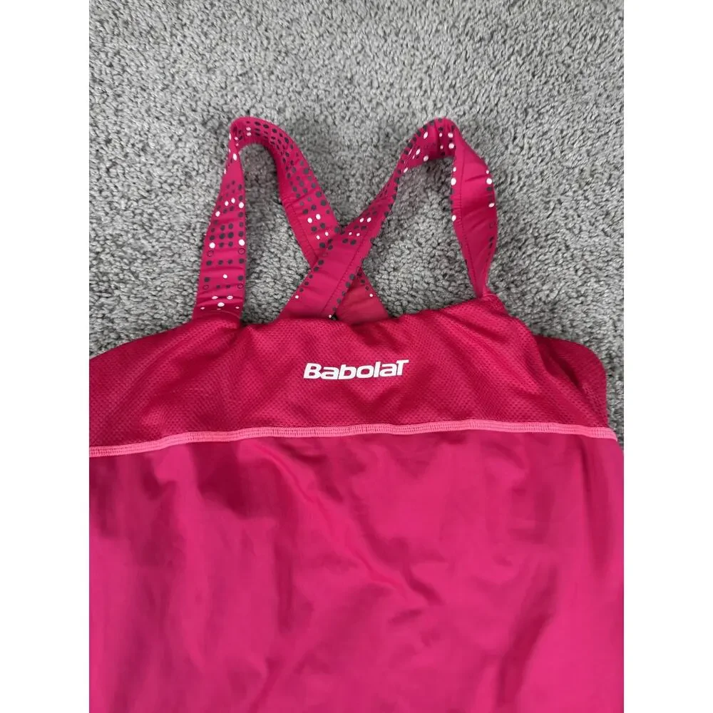 Babolat Tennis Dress Womens Medium Pink Strappy Mesh Tank Built In Bra Athletic - Picture 3 of 12